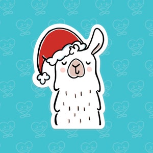 Santa Llama Sticker / Vinyl Sticker / Laptop Sticker / Water Bottle Sticker / Vinyl Decal / Journal Sticker