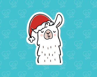 Santa Llama Sticker / Vinyl Sticker / Laptop Sticker / Water Bottle Sticker / Vinyl Decal / Journal Sticker
