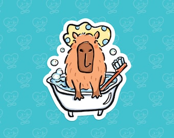 Capybara in a Tub Sticker / Vinyl Sticker / Laptop Sticker / Water Bottle Sticker / Vinyl Decal / Journal Sticker