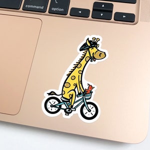 Giraffe Riding a Bike Sticker / Vinyl Sticker / Laptop Sticker / WaterBottle Sticker / Vinyl Decal /Journal Decal image 3