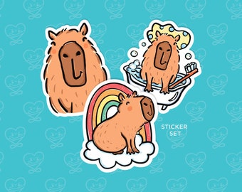 Capybara Sticker Set / Vinyl Sticker / Laptop Sticker / Water Bottle Sticker / Vinyl Decal / Journal Sticker