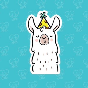 Llama with a Party Hat Sticker / Vinyl Sticker / Laptop Sticker / Water Bottle Sticker / Vinyl Decal / Journal Sticker
