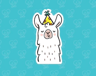 Llama with a Party Hat Sticker / Vinyl Sticker / Laptop Sticker / Water Bottle Sticker / Vinyl Decal / Journal Sticker