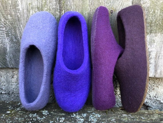 Custom Wool Color Felt Slippers for Woman Handmade Indoor or