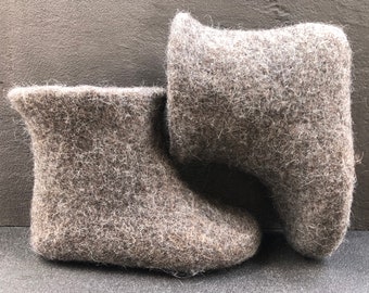 Hand felted wool ankle boots for woman, boiled wool booties slippers, organic woolen boots, natural wool ankle boots, gift for Mothers day