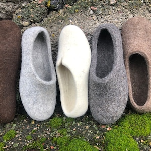 Boiled wool woman slippers, felted wool slippers, comfy eco wool felt shoes, hygge woolen clogs, felt wool slippers, natural barefoot clogs