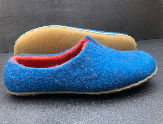 Turquoise Orange Woolen Shoes Handmade Footwear Woman Felted Wool Slippers With Hand Stitched Rubber Soles Non Slip Wool Shoes for Home Etsy Canada