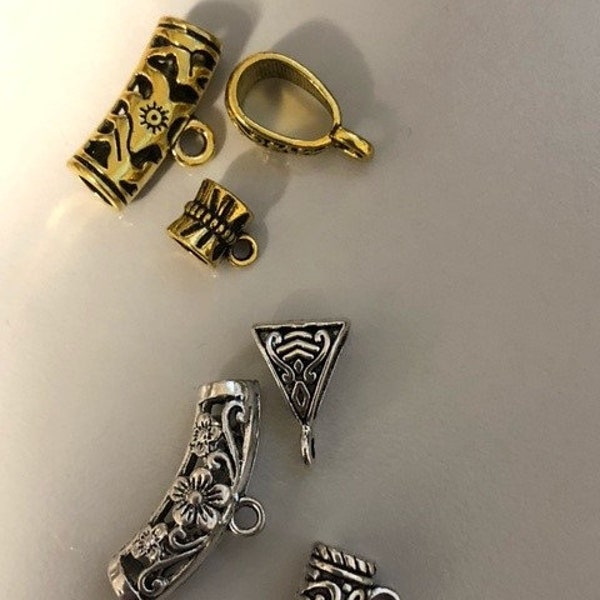 Gold Plated And Silver Plated Jewelry Tube Bails - Various Sizes