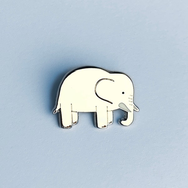 Elephant Enamel Pin - Shiny Silver Animal, Hard Enamel Pin, Jungle Animal, Lapel Pin Badge, African Wildlife, Elephant Lover Gift