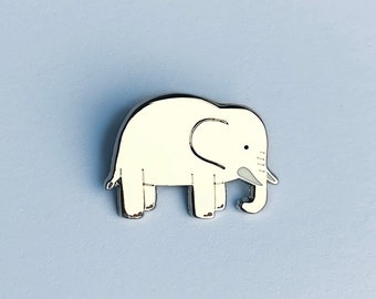 Elephant Enamel Pin - Shiny Silver Animal, Hard Enamel Pin, Jungle Animal, Lapel Pin Badge, African Wildlife, Elephant Lover Gift