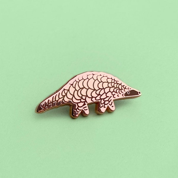 Indian Pangolin Hard Enamel Pin - Jungle Animal Pin Badge, Shiny Animal Brooch, Lapel Pin, Bronze Coloured, Funny Animal, Unique