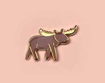 Moose Enamel Pin - Woodland Animal Brooch, Hard Enamel Pin, Lapel Pin Badge, Moose Accessory, Fun Animal Lover Gift
