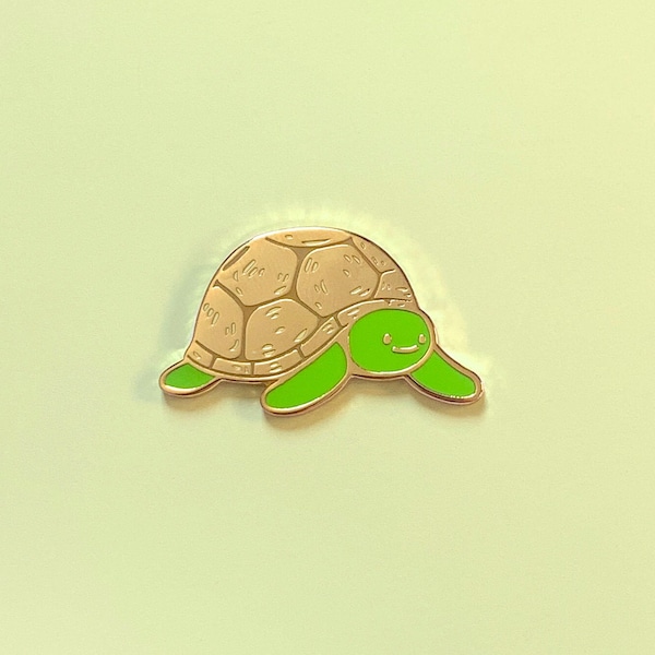 Tortoise Enamel Pin - Cute Animal Pin, Hard Enamel Pin, Turtle, Reptile Lapel Pin Badge, Gold Coloured Pin