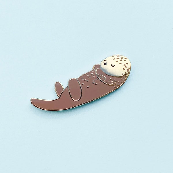 Sea Otter Enamel Pin - Cute Ocean Animal Pin, Hard Enamel Pin, Lapel Pin Badge, Sea Otter Gift, Sea Lover Gift, Animal Brooch, Gold Pin Back