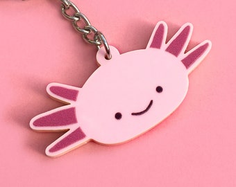 Axolotl Keyring - Pink Animal Keychain, Salamander, Gift for Kids, Small Children's Accessory, Funny Unique Animal