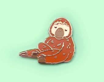 Orangutan Enamel Pin - Ape Pin Brooch, Hard Enamel Pin, Lapel Pin Badge, Sleepy Orangutan Gift, Great Ape, Happy Orange Animal, Cute