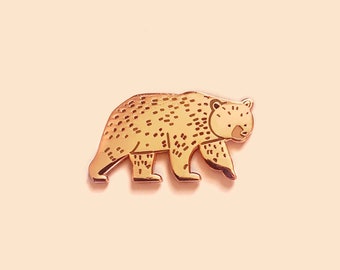 Bear Enamel Pin - Woodland Animal, Pin Badge, Hard Enamel Pin, Animal Brooch, Lapel Pin, Animal Lover Small Gift, Brown Bear