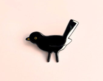 Amsel Emaille Pin - Süßer Garten Vogel Pin, Hard Enamel Pin, Woodland Animal, Anstecknadel, Anstecknadel, British Wildlife