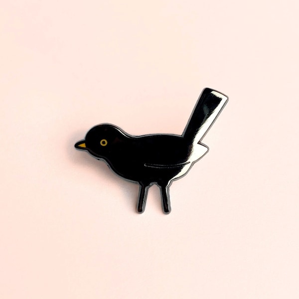 Amsel Emaille Pin - Süßer Garten Vogel Pin, Hard Enamel Pin, Woodland Animal, Anstecknadel, Anstecknadel, British Wildlife