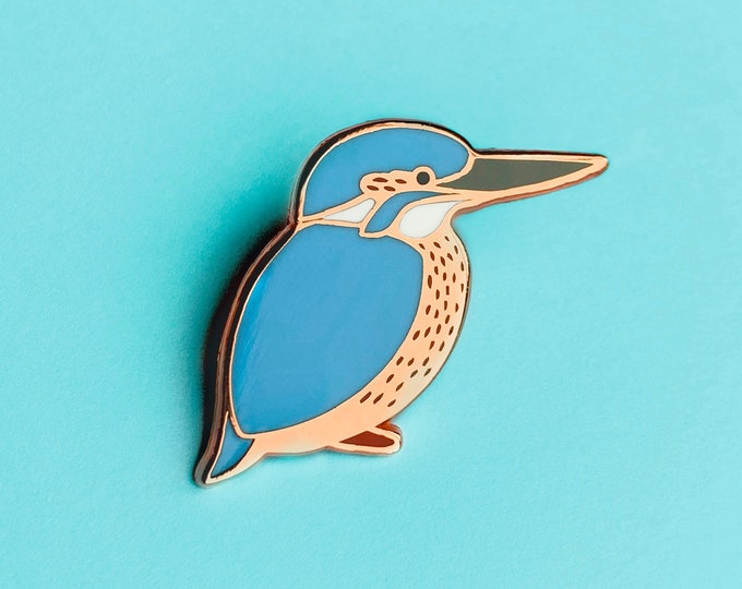 Kingfisher Enamel Pin - Cute River Bird Pin, Hard Enamel Pin, Woodland Animal, Lapel Pin Badge, British Wildlife, Colourful Bird