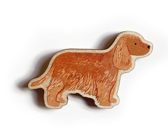 Cocker Spaniel Wooden Dog Pin - Responsibly Sourced Birch Plywood - Cute Animal Pin Badge, Animal Brooch, Lapel Pin, Small Pet Gift