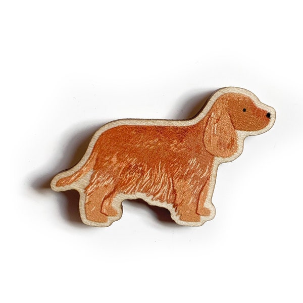 Cocker Spaniel Holz Hund Pin - verantwortungsbewusst beschafft Birkensperrholz - niedliche Tier Pin Abzeichen, Tier Brosche, Anstecknadel, kleines Haustier Geschenk