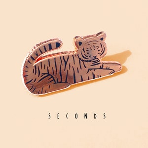 Tiger SECONDS Enamel Pin - Cute Animal Pin, Pin Badge, Hard Enamel Pin, Animal Brooch, Lapel Pin, Small Gift, Jungle Animal, Tiger Lover