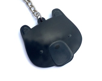 Schwarzer Bär Schlüsselanhänger - Tier Schlüsselanhänger, niedliche Waldtier Illustration, Geschenk für Kinder, lustiges Kinderzubehör