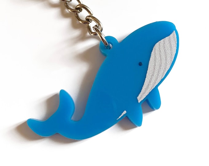 Whale Keyring - Blue Animal Keychain, Cute Ocean Animal, Gift for Kids, Small Children's Accessory, Sea Life