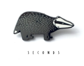 Badger Enamel Pin SECONDS Sale - Animal Pin, Hard Enamel Pin, Badger Brooch, Lapel Pin, Children's Gift, Seconds Pin