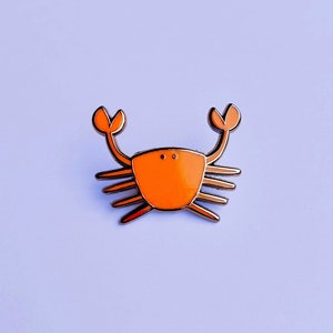 Red Crab Enamel Pin Cute Animal Pin, Hard Enamel Pin, Ocean Animal, Lapel Pin Badge, Cancer Sign, Cute Crustacean image 1