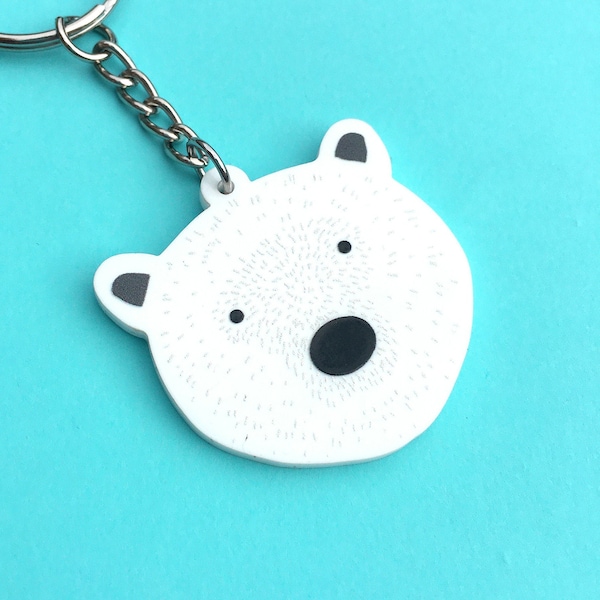 Polar Bear Acrylic Keyring - White Animal Keychain, Cute Arctic Animal, Gift for Kids, Small Children's Accessory, Bear Lover