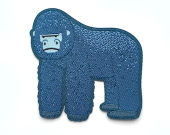 Naszywka Grumpy Gorilla - tkana naszywka do prasowania, mały, uroczy prezent dla miłośników zwierząt, akcesoria do ubrań i torebek, zwierzę z dżungli, małpa, małpa człekokształtna