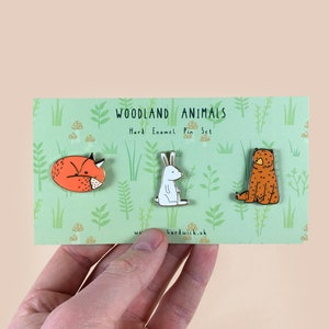 Woodland Animals Pin Set Mix and Match Cute Animal Pins, Pin Badge, Hard Enamel Pin, Animal Brooch, Lapel Pin, Gift Set image 1