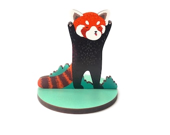 Panda rojo de escritorio - Decoración de madera de origen responsable