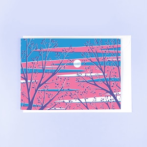 Carte de voeux ciel du soir - Illustration de coucher de soleil, carte vierge, paysage naturel, décoration d'intérieur, décoration d'intérieur colorée