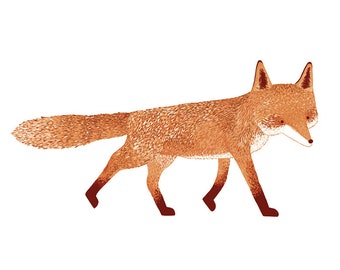 Cartão postal de raposa - ilustração de animal da floresta, impressão de berçário de raposa, presente fofo para crianças, decoração de berçário, cartão de animal