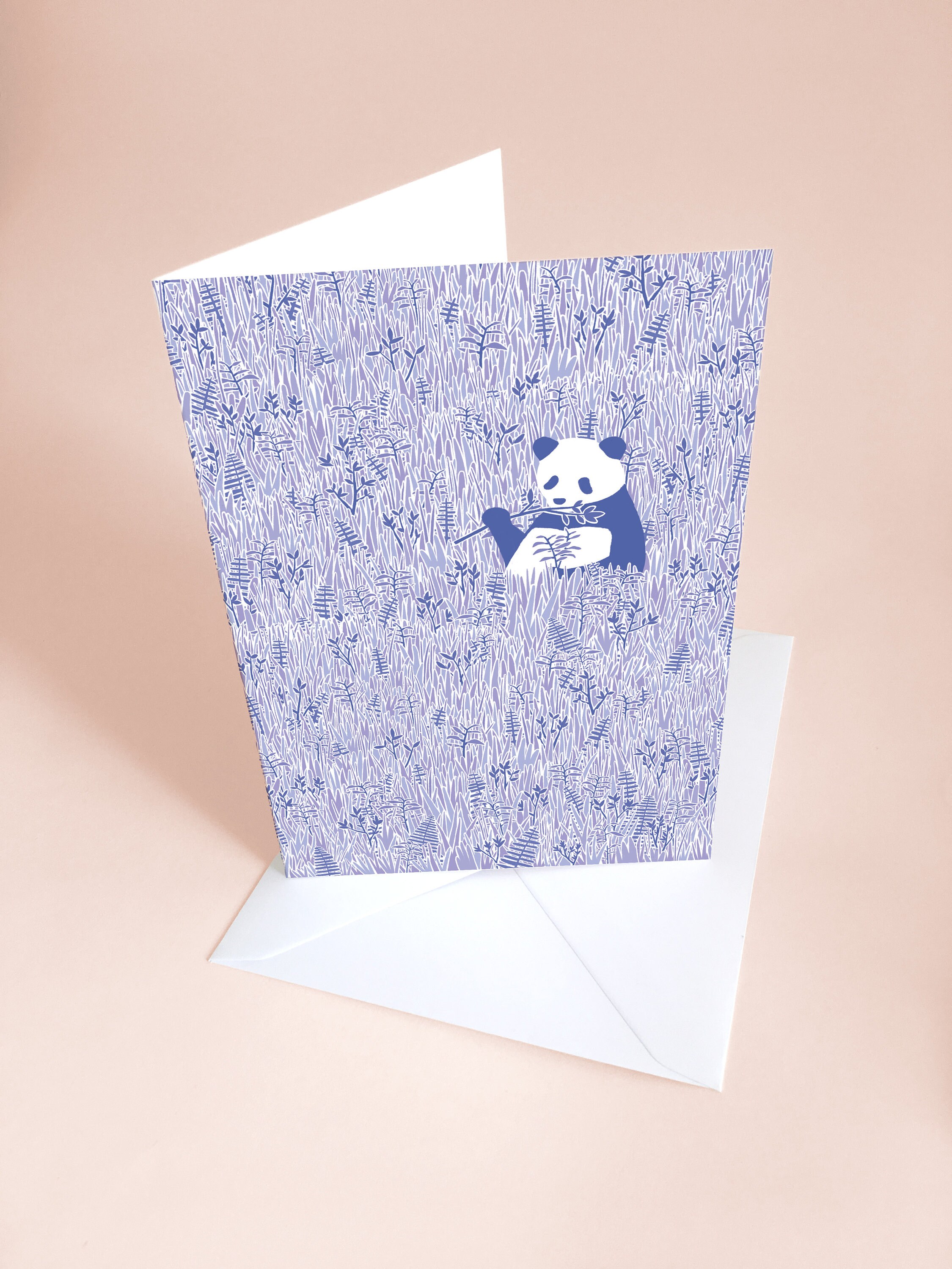 Panda Greetings Card Animal Illustration Panda Art Card | Etsy