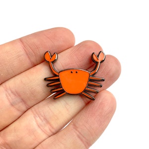 Red Crab Enamel Pin Cute Animal Pin, Hard Enamel Pin, Ocean Animal, Lapel Pin Badge, Cancer Sign, Cute Crustacean image 4