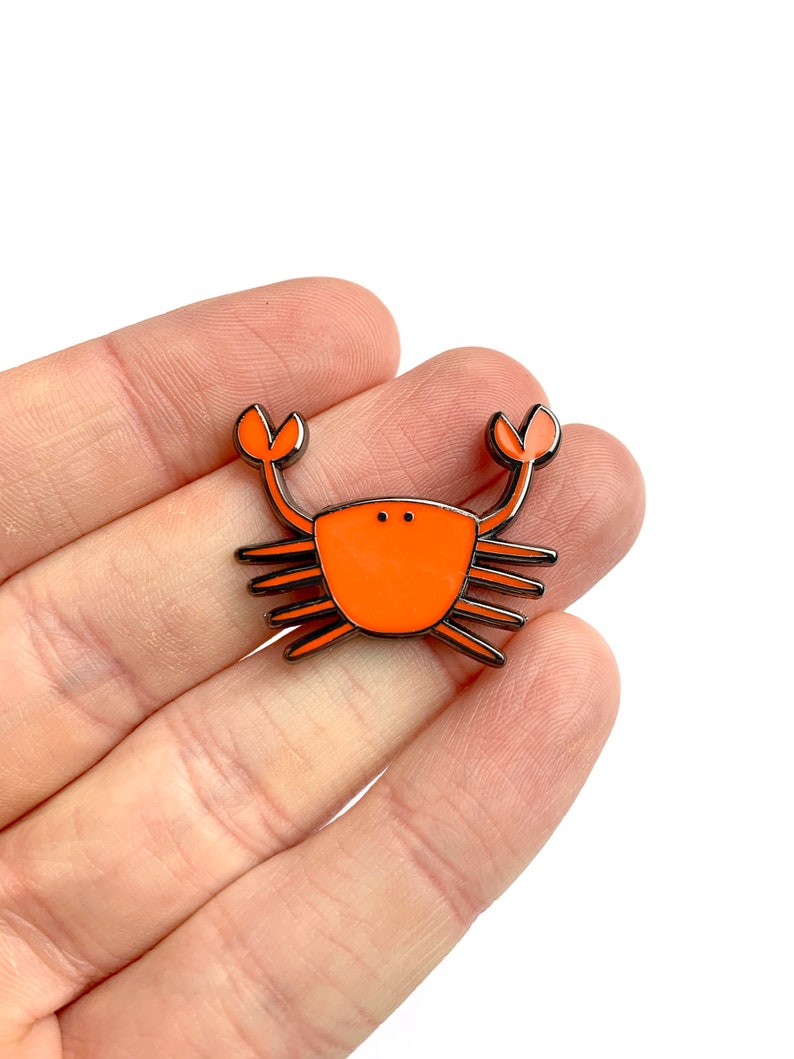 Red Crab Enamel Pin Cute Animal Pin, Hard Enamel Pin, Ocean Animal, Lapel Pin Badge, Cancer Sign, Cute Crustacean image 4