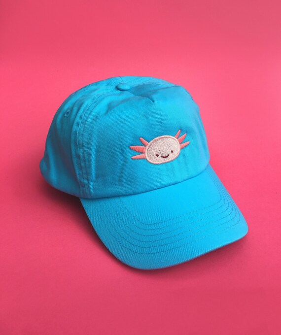 Embroidered Axolotl Cap Blue Hat 