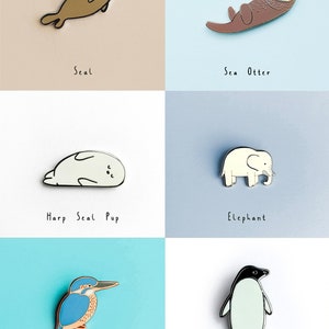 Animal Pins Mix and Match 3 or 5 Pins Hard Enamel Pins, Woodland Animals, Jungle Animals, Bird Pins, Plastic Free Packaging imagem 4