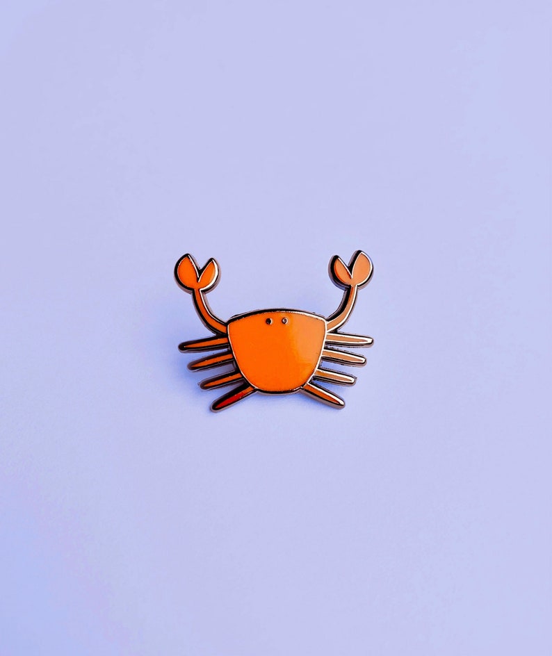 Red Crab Enamel Pin Cute Animal Pin, Hard Enamel Pin, Ocean Animal, Lapel Pin Badge, Cancer Sign, Cute Crustacean image 1