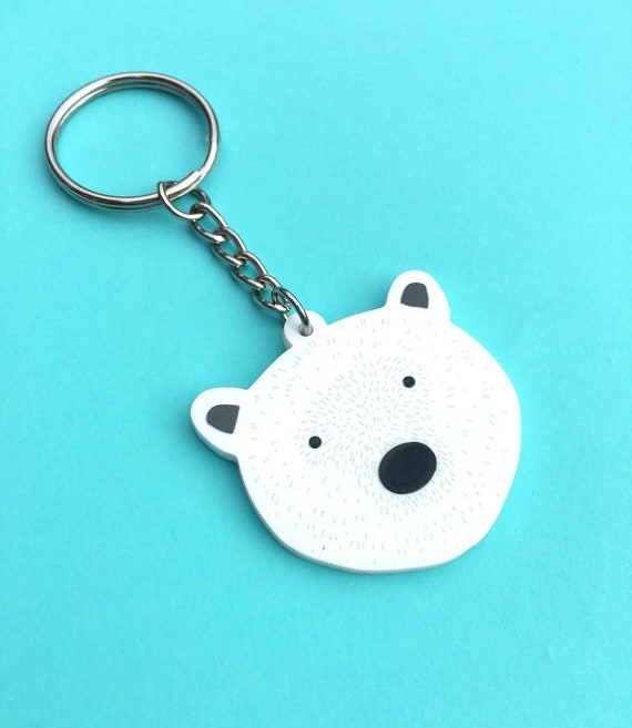 Polar Bear Acrylic Keyring White Animal Keychain Cute Arctic