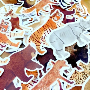 Animal Stickers - Vinyl Sticker Mix, Children&#39;s Gift, Jungle Animals, Safari Animals, Educational Stickers, Scrapbook Stickers, Laptop