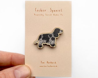 Grey Cocker Spaniel Wooden Dog Pin Responsibly Sourced Birch Plywood  Cute Animal Pin Badge, Animal Brooch, Lapel Pin, Small Pet Gift
