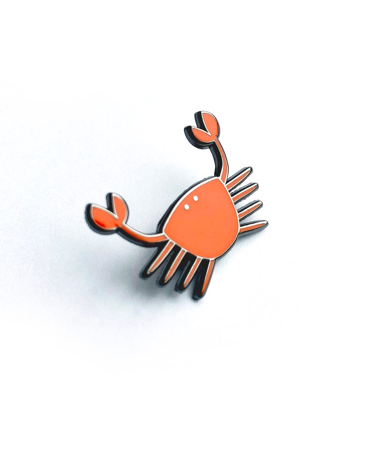 Red Crab Enamel Pin Cute Animal Pin, Hard Enamel Pin, Ocean Animal, Lapel Pin Badge, Cancer Sign, Cute Crustacean image 2