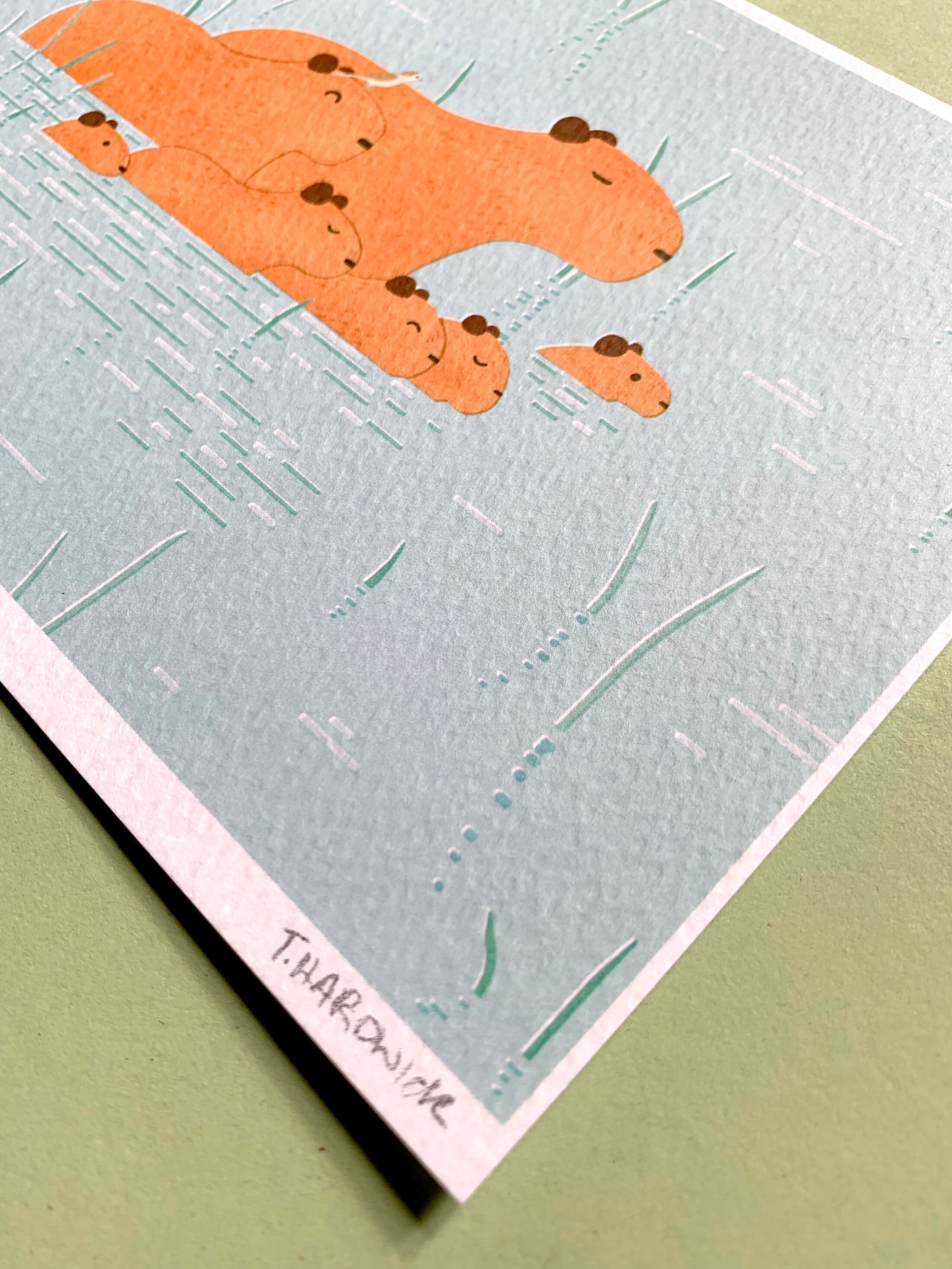 Capybaras Chillin Print A5 Size Etsy Uk 