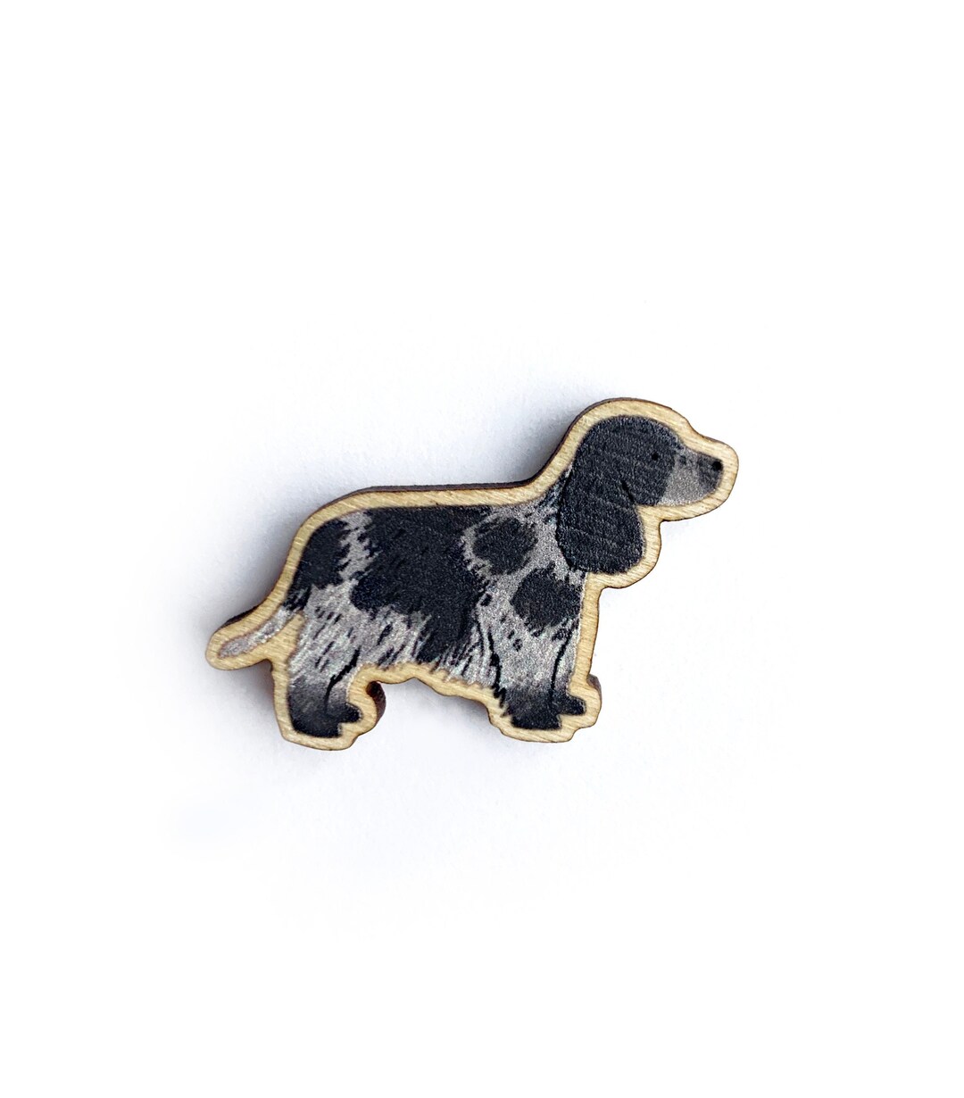 Alba Laser Products Cocker Spaniel Dog Brooch – Black Acrylic Scarf Pin Badge, Handmade In UK
