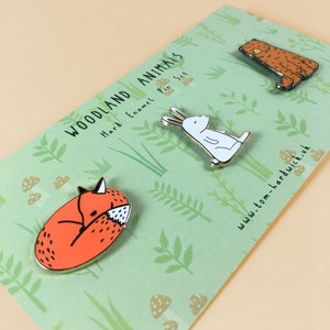 Woodland Animals Pin Set Mix and Match Cute Animal Pins, Pin Badge, Hard Enamel Pin, Animal Brooch, Lapel Pin, Gift Set image 2